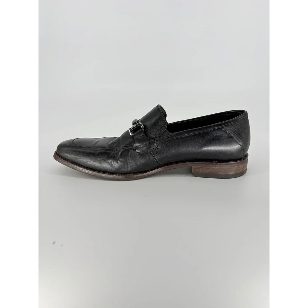 Johnston & Murphy Leather Bit Loafers Mens 10.5M Black Dress Shoes Slip On